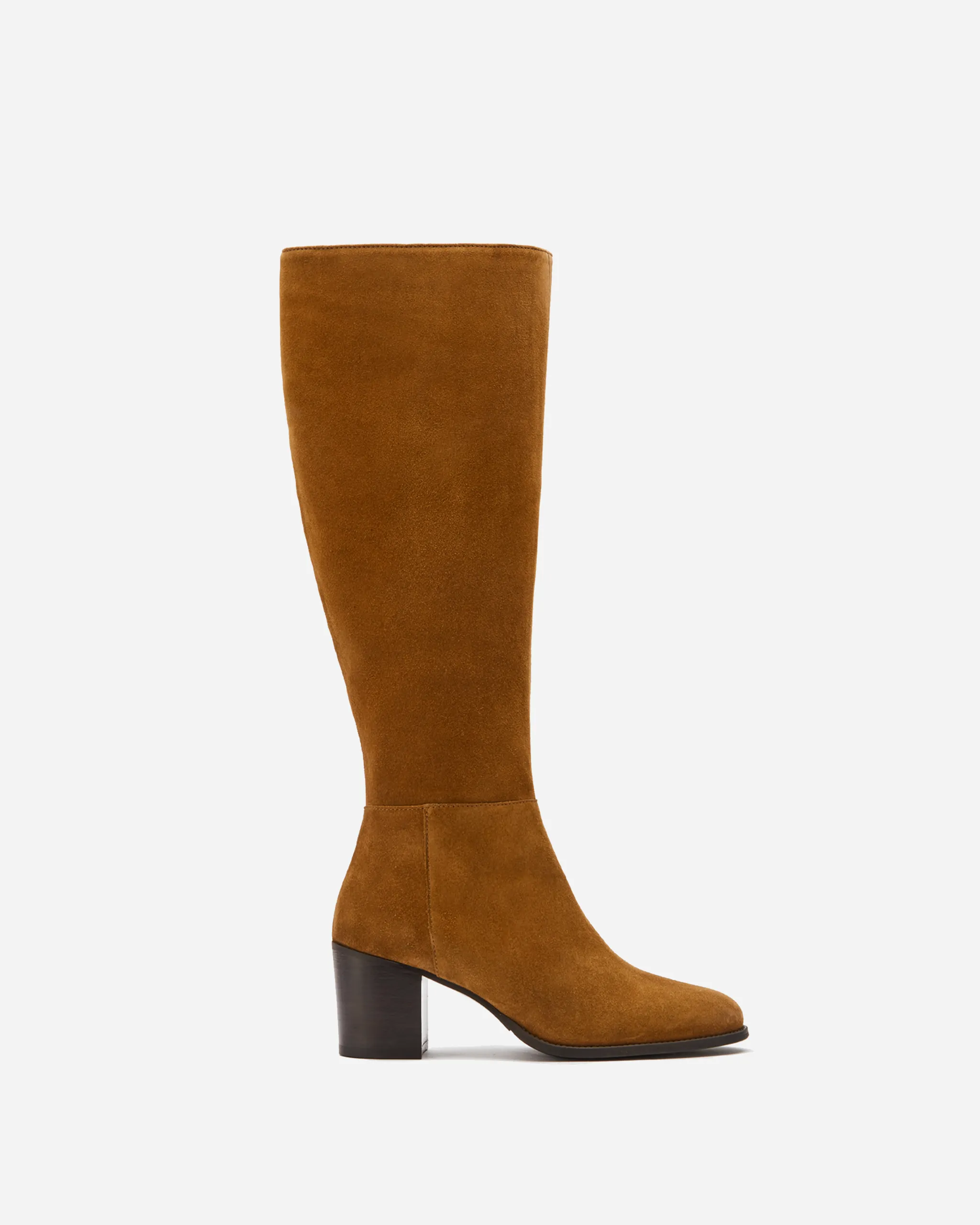 Dalia Tall Knee High Boots in Tan Suede