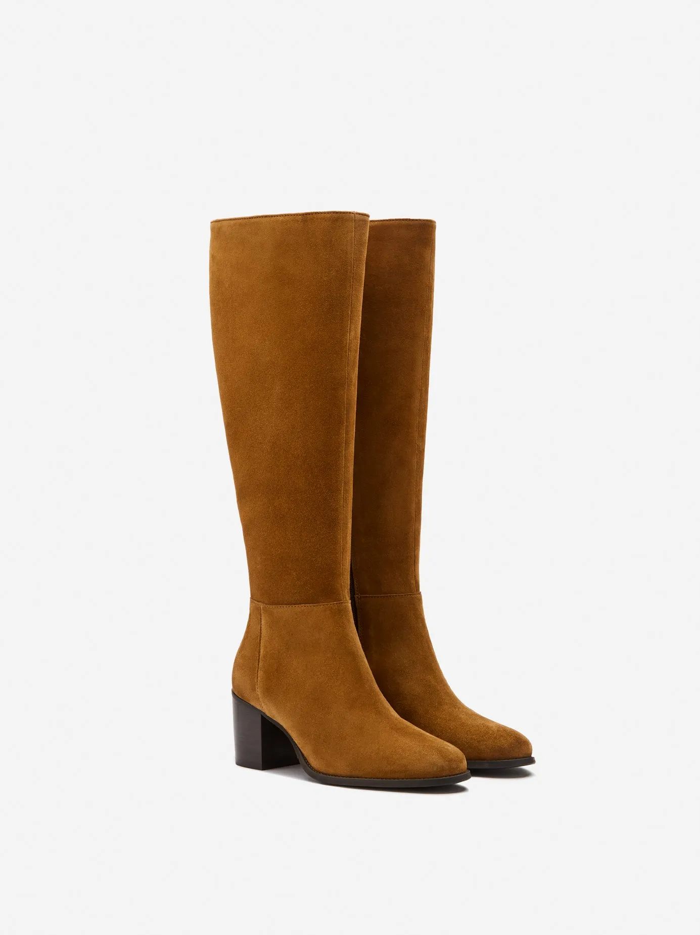 Dalia Tall Knee High Boots in Tan Suede