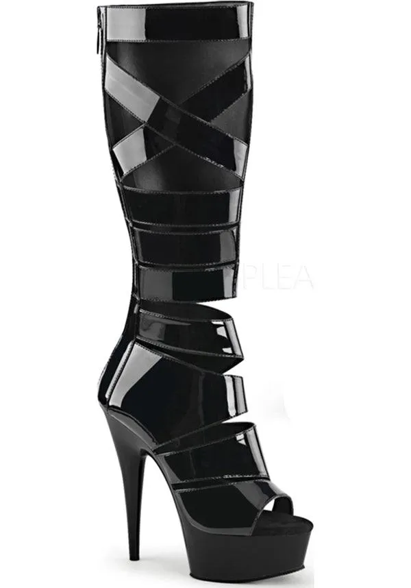 DELIGHT-600-49 [Patent Black] | PLATFORM BOOTS [PREORDER]