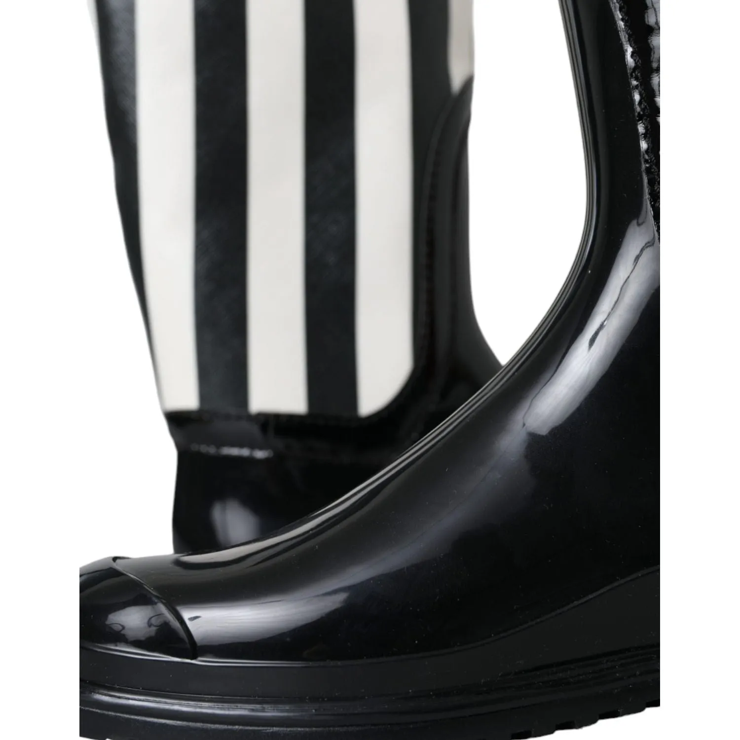 Dolce & Gabbana Black Rubber Knee High Flat Boots Shoes