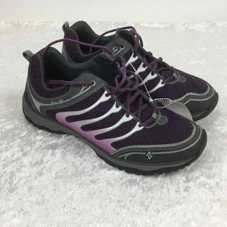 Eddie Bauer Women Size 9.5 Gray/Purple Mesh Lace Up Hiking Sneakers