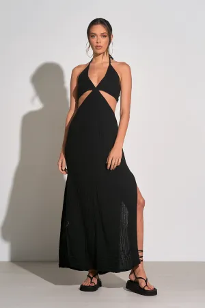 Elan Black Cut Out Halter Maxi Dress