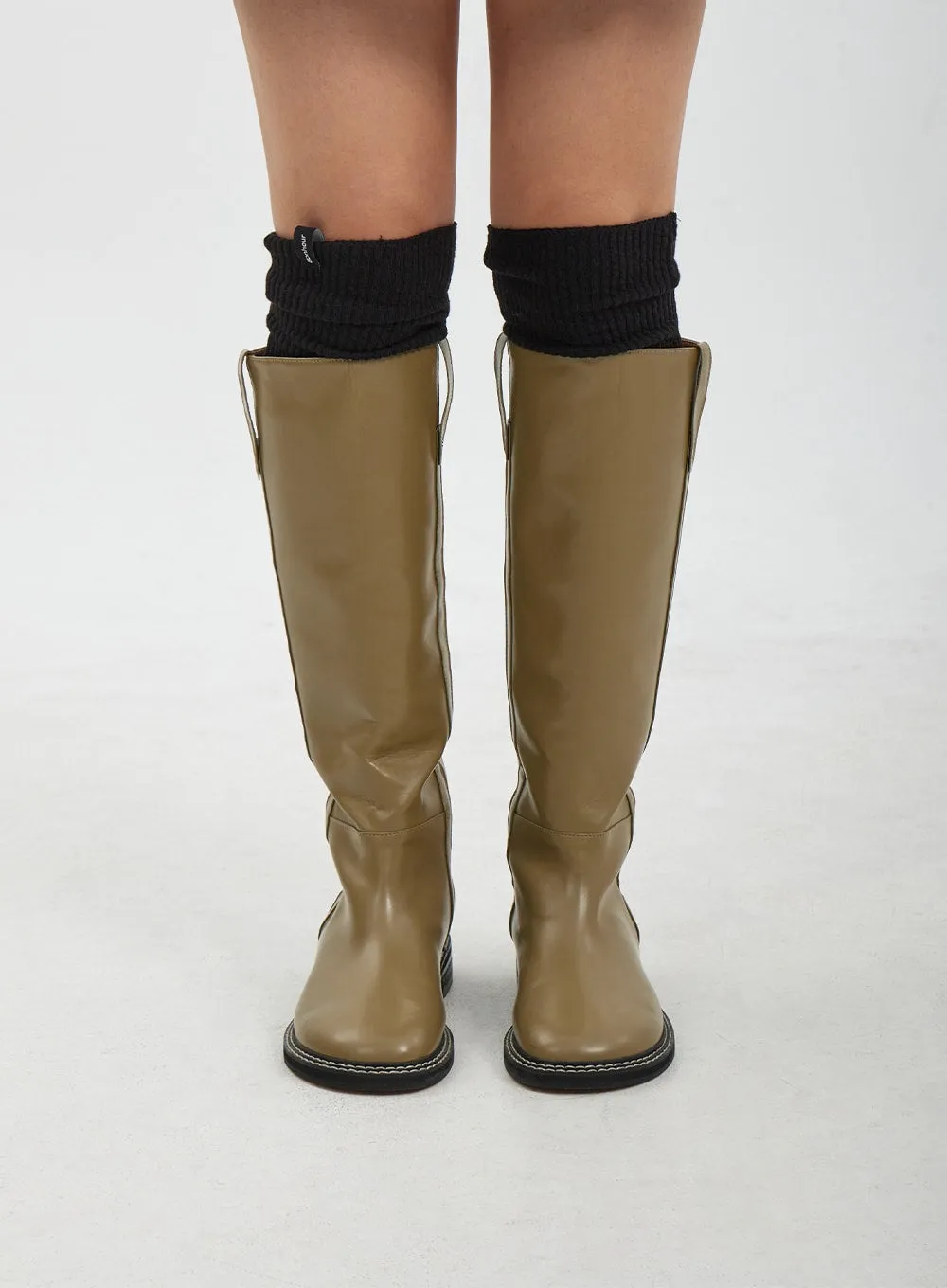 Faux Leather Knee High Boots CJ317