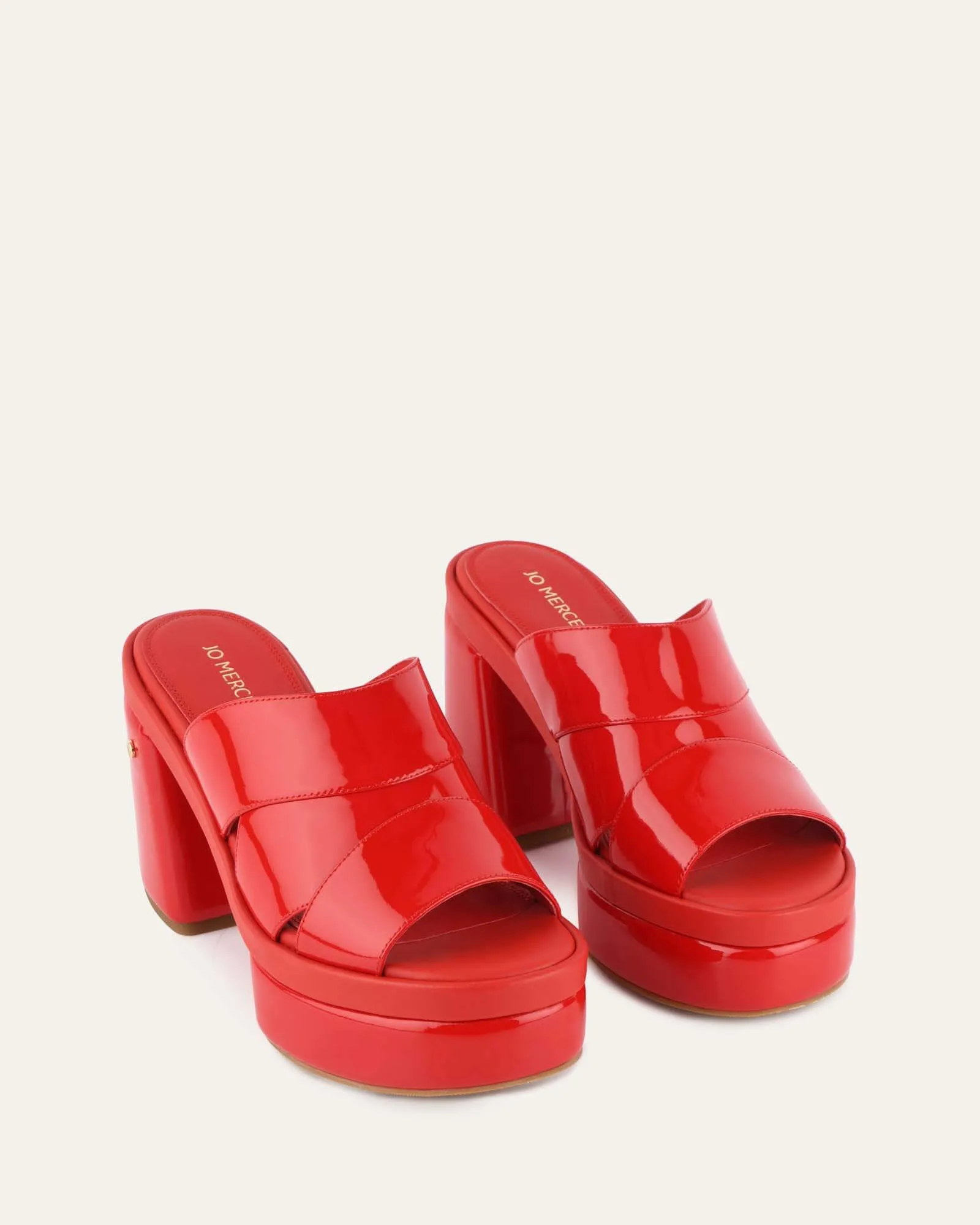 FAYE HIGH HEEL PLATFORM SANDALS RED PATENT