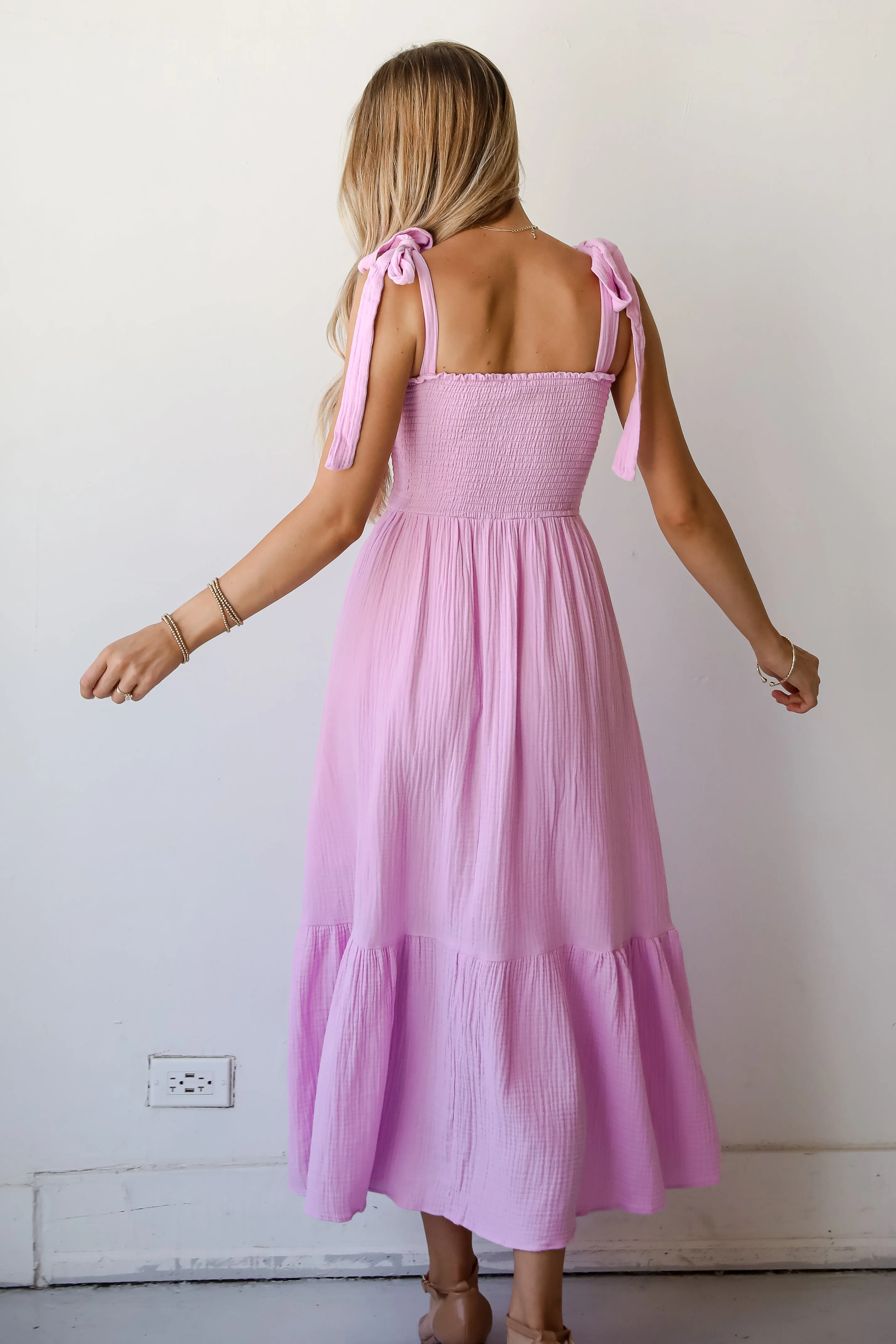 FINAL SALE - Admirable Charmer Lavender Linen Maxi Dress