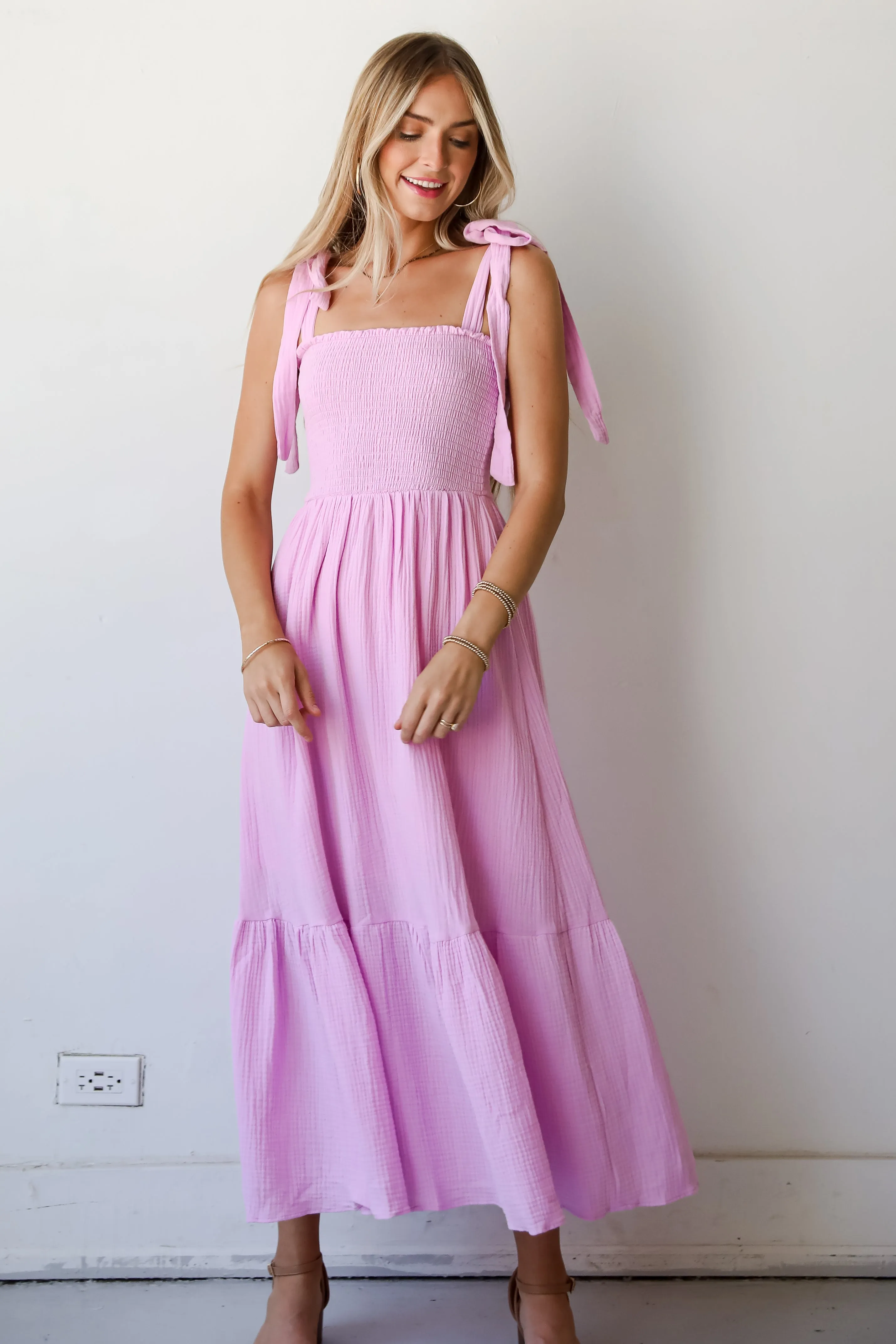 FINAL SALE - Admirable Charmer Lavender Linen Maxi Dress