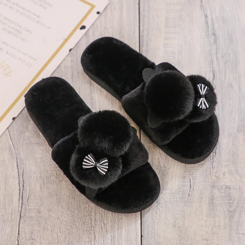 Flip Flops Cartoon Plush Slippers Home Cotton Slippers Women