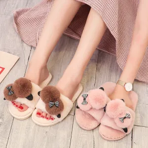 Flip Flops Cartoon Plush Slippers Home Cotton Slippers Women