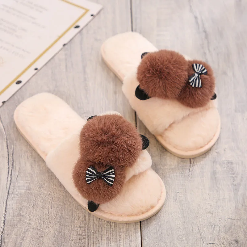 Flip Flops Cartoon Plush Slippers Home Cotton Slippers Women