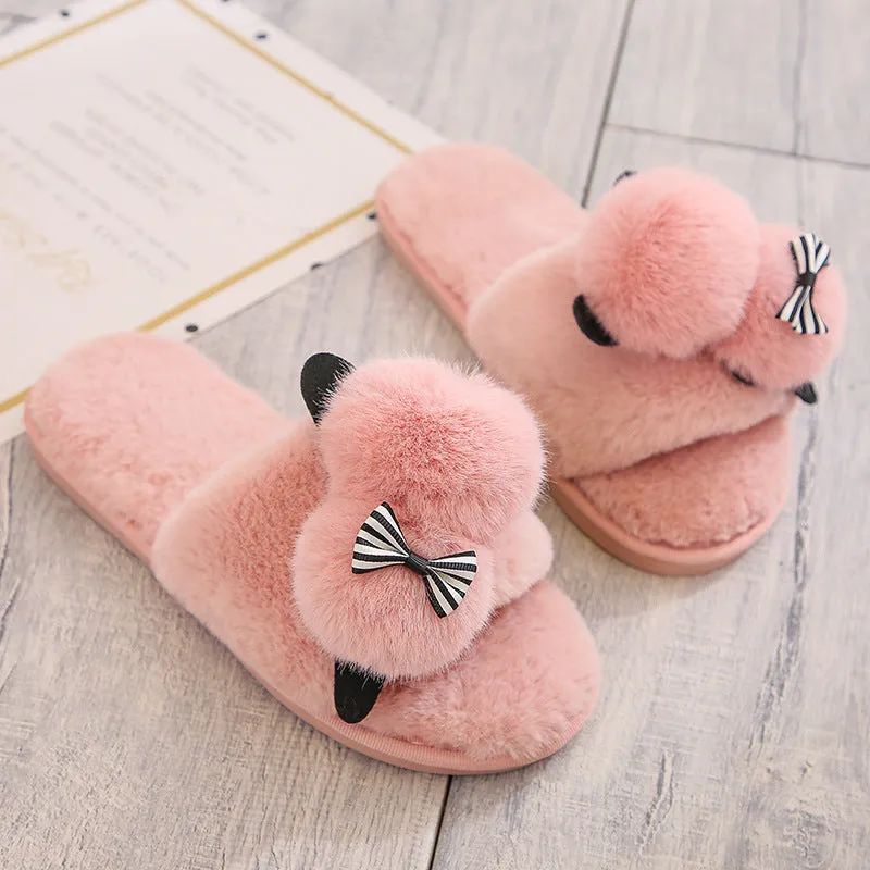 Flip Flops Cartoon Plush Slippers Home Cotton Slippers Women