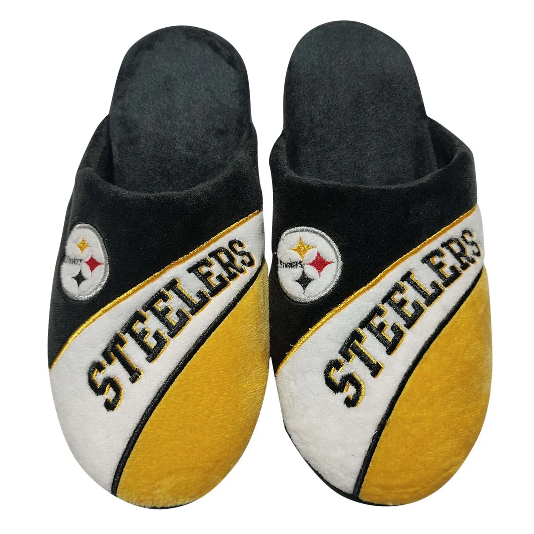 FOCO Men's NFL Pittsburgh Steelers Action Curve Slippers