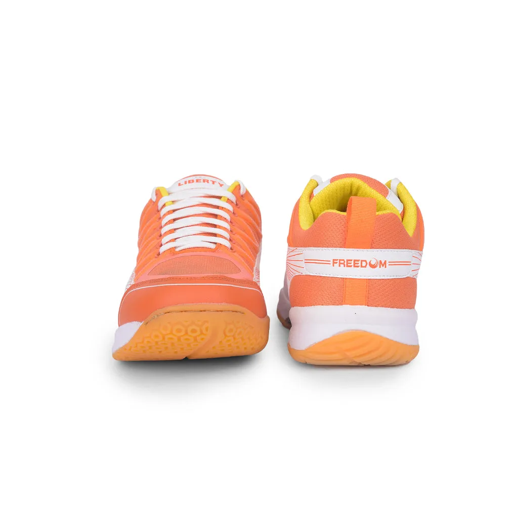 FREEDOM Sports Orange Badminton & PickleBall Shoes For Men GRIPPER-01 By Liberty