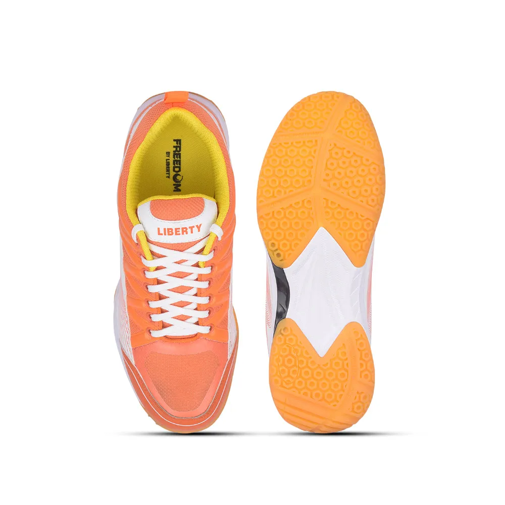 FREEDOM Sports Orange Badminton & PickleBall Shoes For Men GRIPPER-01 By Liberty