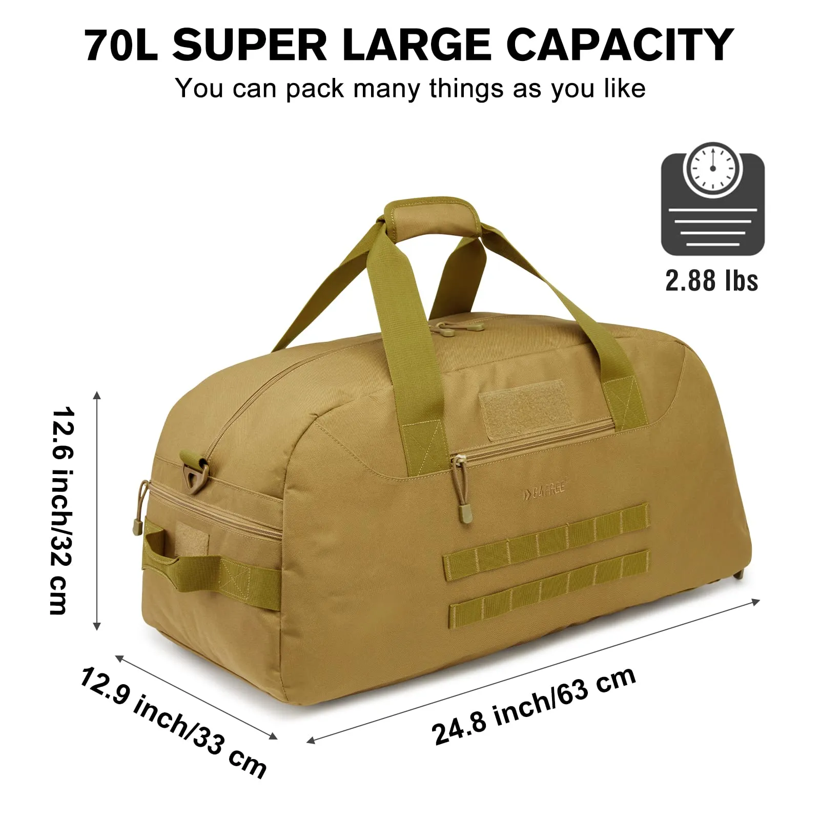 G4Free 70L Large Duffle Bag Men Sports Gym Backpack