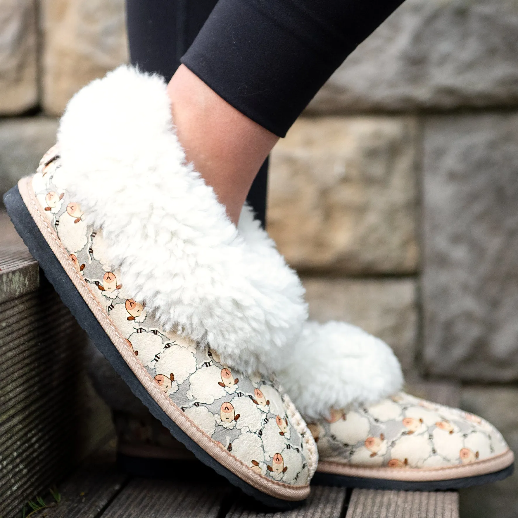 Genuine Leather Sheepskin Slippers - Sheep