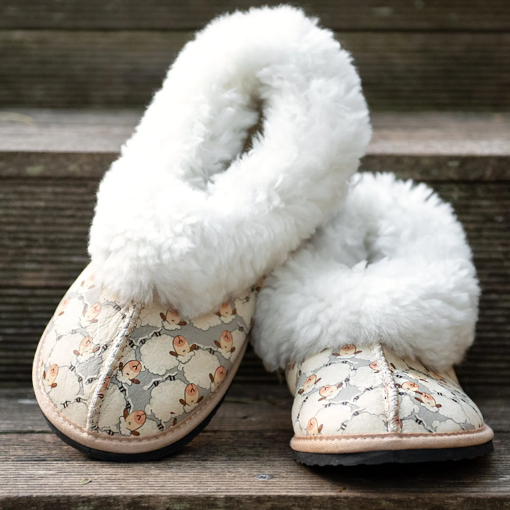 Genuine Leather Sheepskin Slippers - Sheep