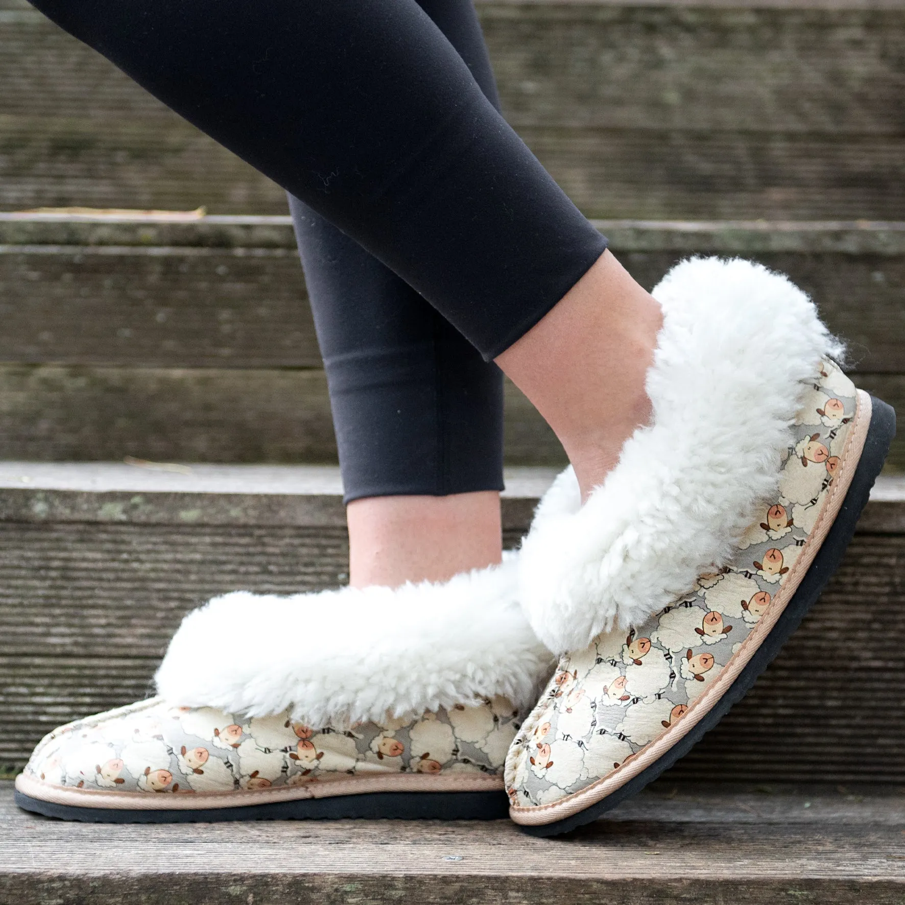 Genuine Leather Sheepskin Slippers - Sheep