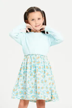 Girls Mint Printed Dress