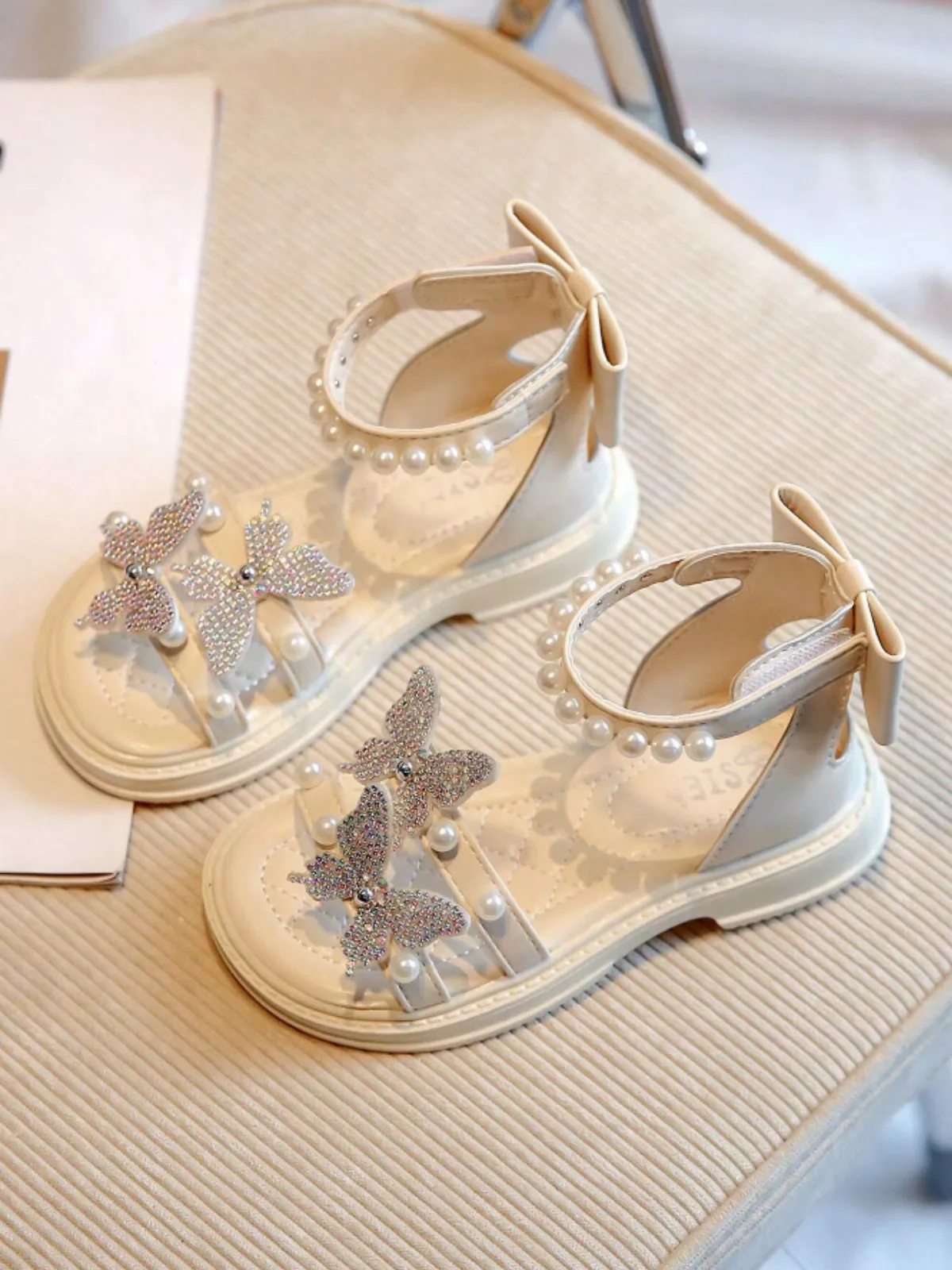 Girls Pearl Butterfly Sandals by Liv and Mia