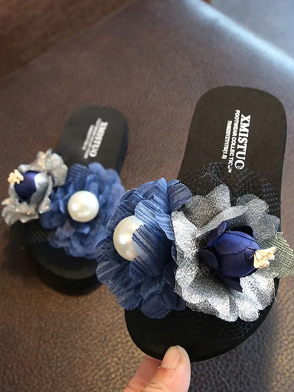 Girls Spring Flowers and Pearls Slides By Liv and Mia