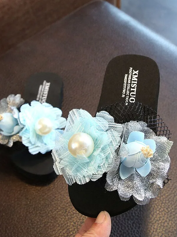 Girls Spring Flowers and Pearls Slides By Liv and Mia