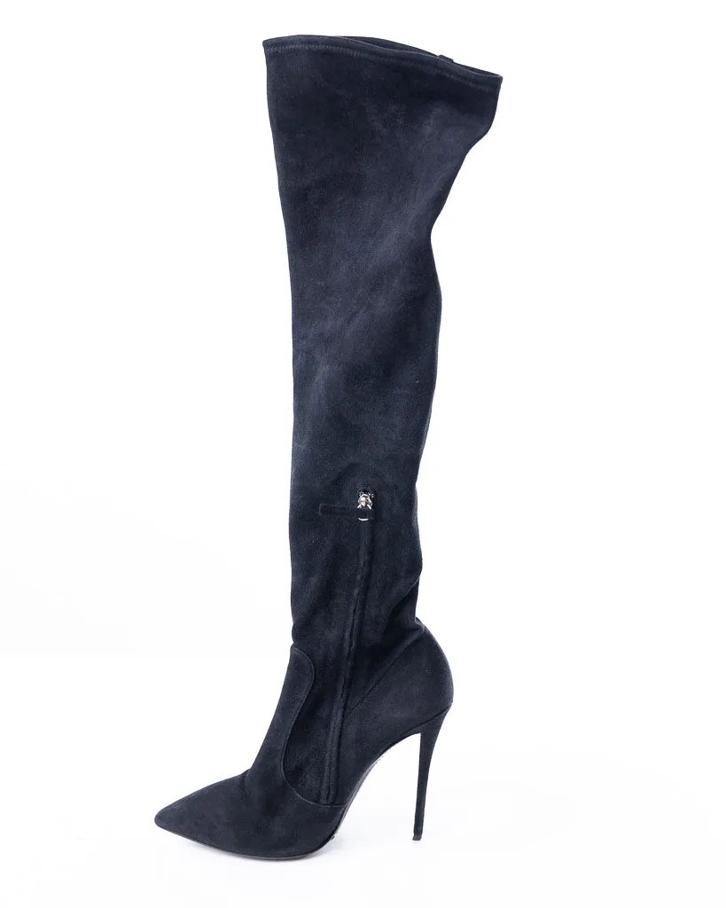 Giuseppe Zanotti Velvet Knee High Length Heeled Boots