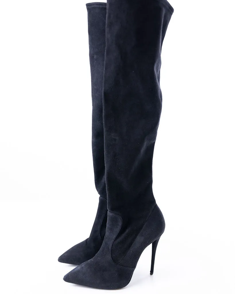 Giuseppe Zanotti Velvet Knee High Length Heeled Boots