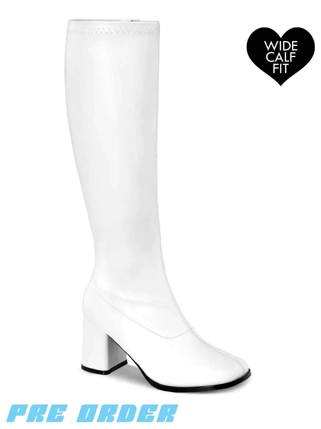 GOGO 300 BOOTS WIDE CALF - WHITE VEGAN LEATHER ✰ PRE ORDER ✰