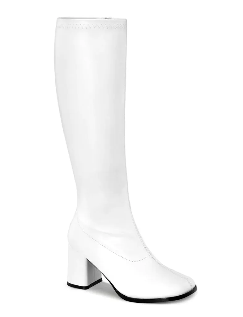 GOGO 300 BOOTS WIDE CALF - WHITE VEGAN LEATHER ✰ PRE ORDER ✰