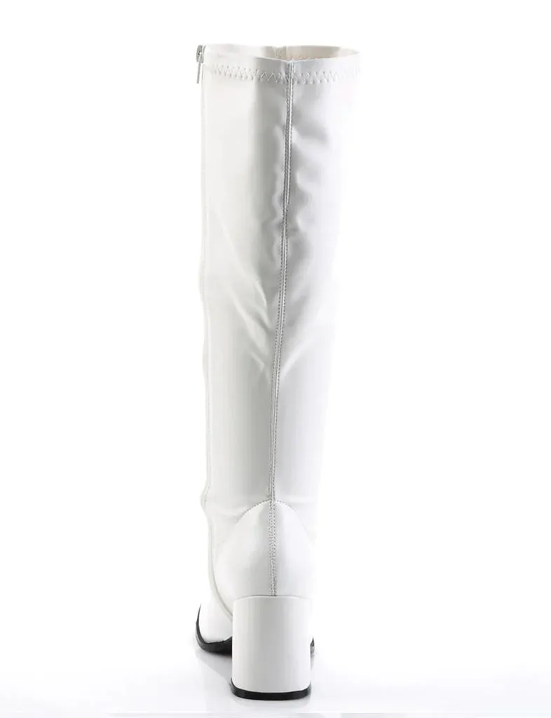 GOGO 300 BOOTS WIDE CALF - WHITE VEGAN LEATHER ✰ PRE ORDER ✰