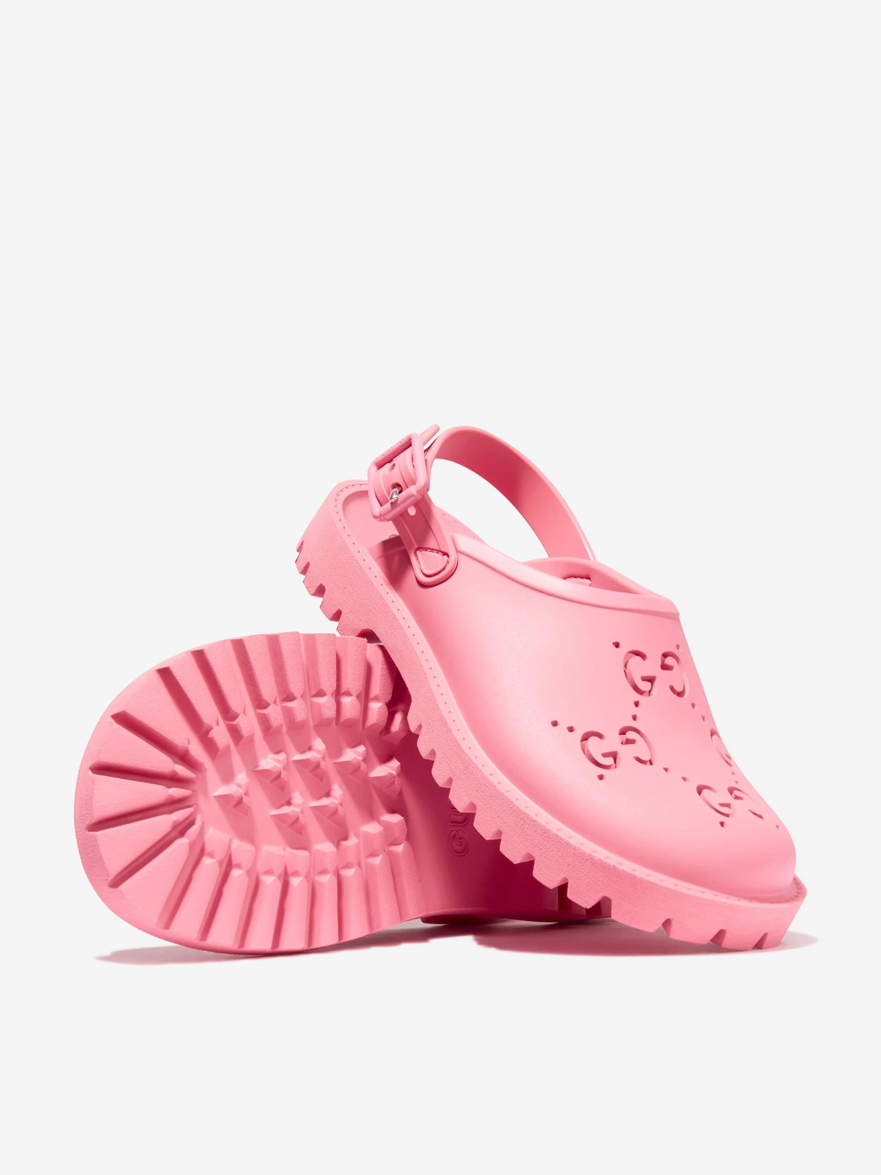 Gucci Girls GG Rubber Sandals in Pink