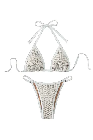 Hallow Out Triangle Bikini (White)