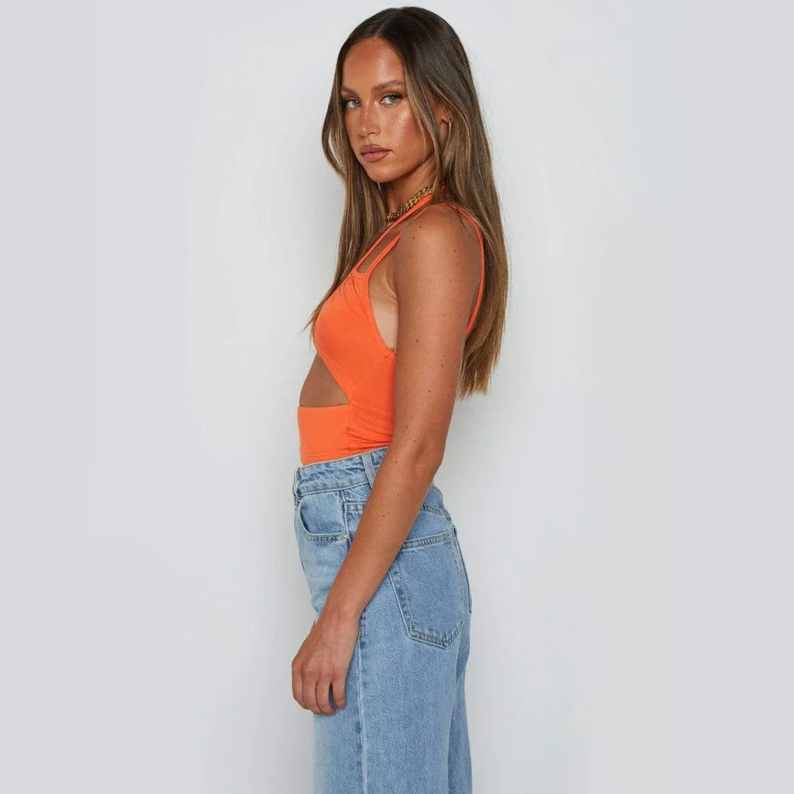 Halter Bandeau Cut Out String Tying Crop Top