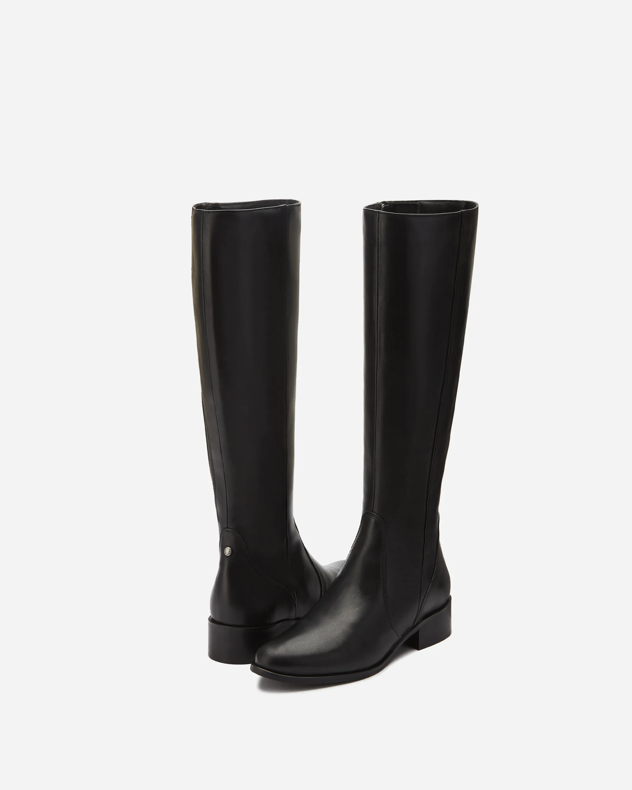 Haltham Tall Knee High Boots in Black Leather