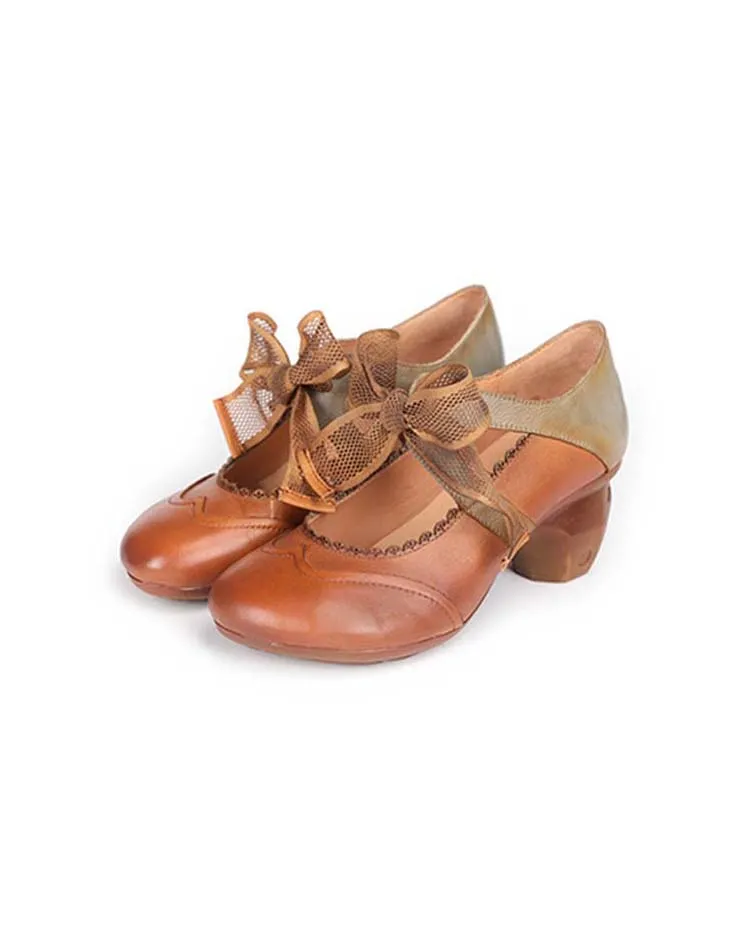 Handmade Vintage Elegant Ballet Chunky Heels