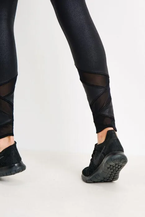 Highwaist Foil Zig-Zag Mesh Leggings