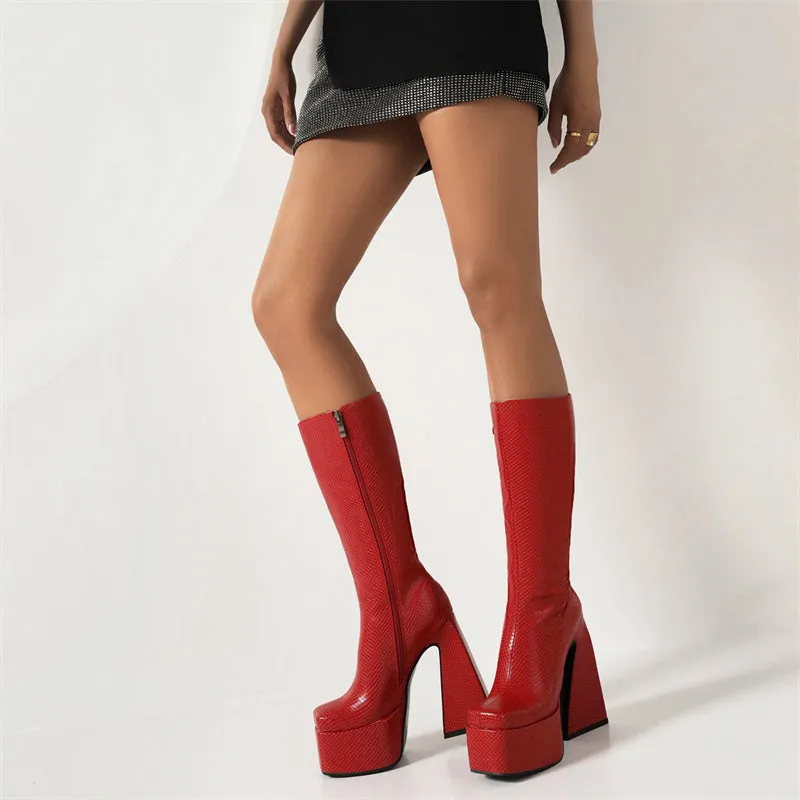 Hope Red Platform Sock Boots