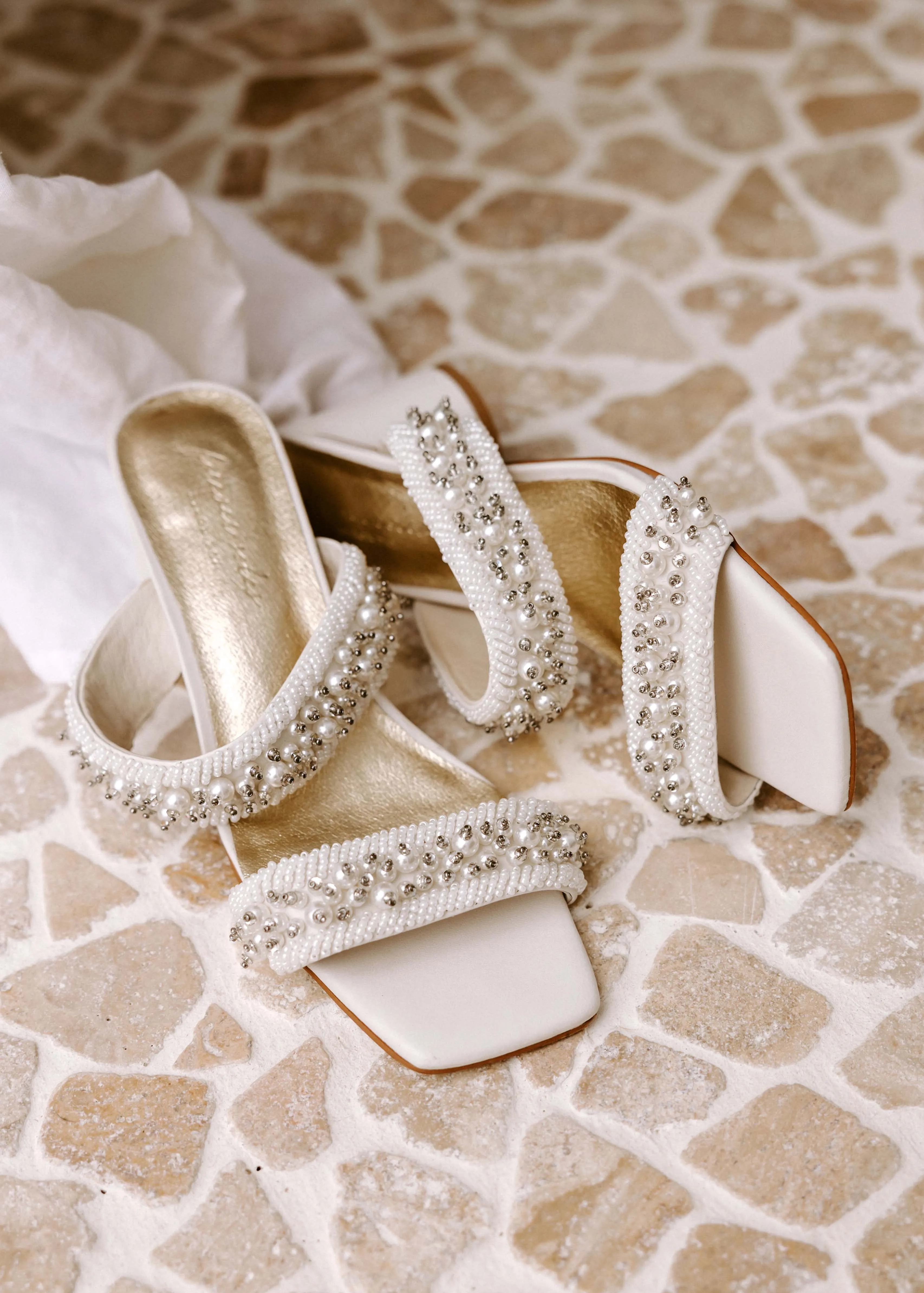 INFINITY - IVORY BEADED BRIDAL MULES