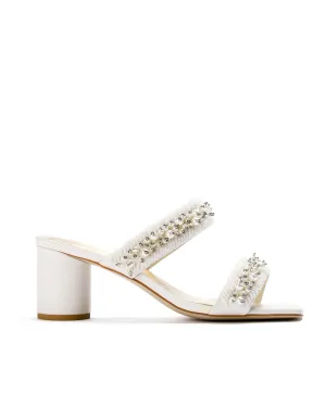 INFINITY - IVORY BEADED BRIDAL MULES