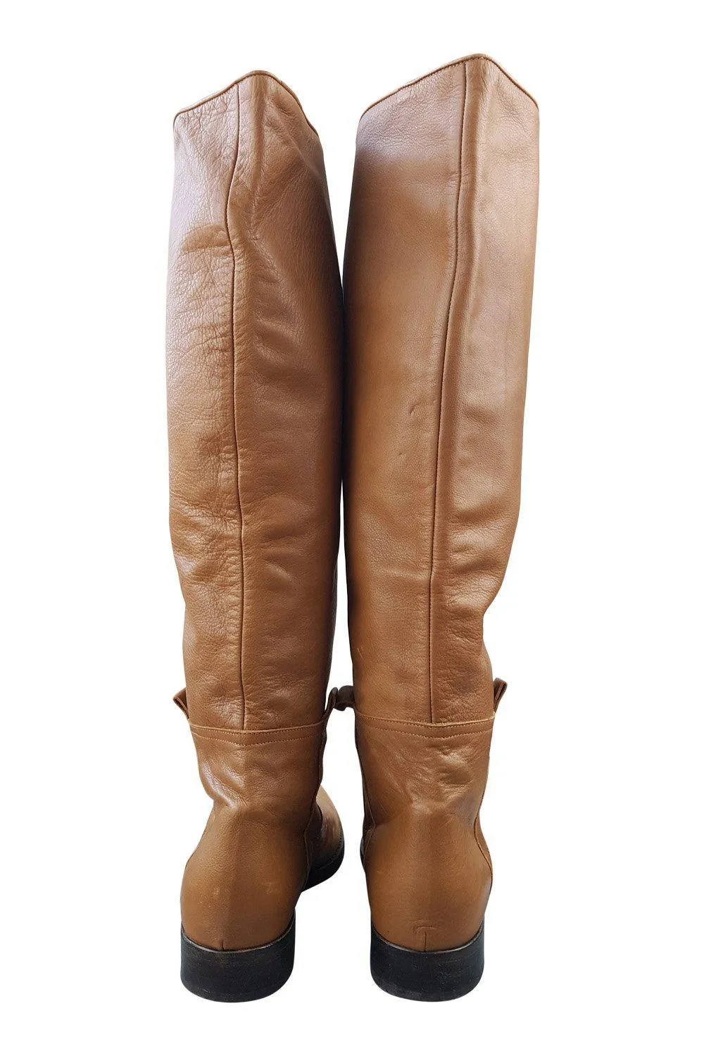 JACQUES LOUP Tan Leather Pull On Boots (38.5)