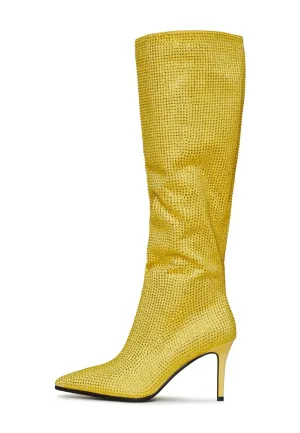 Jewel Stiletto Knee High Boots Mili - Yellow