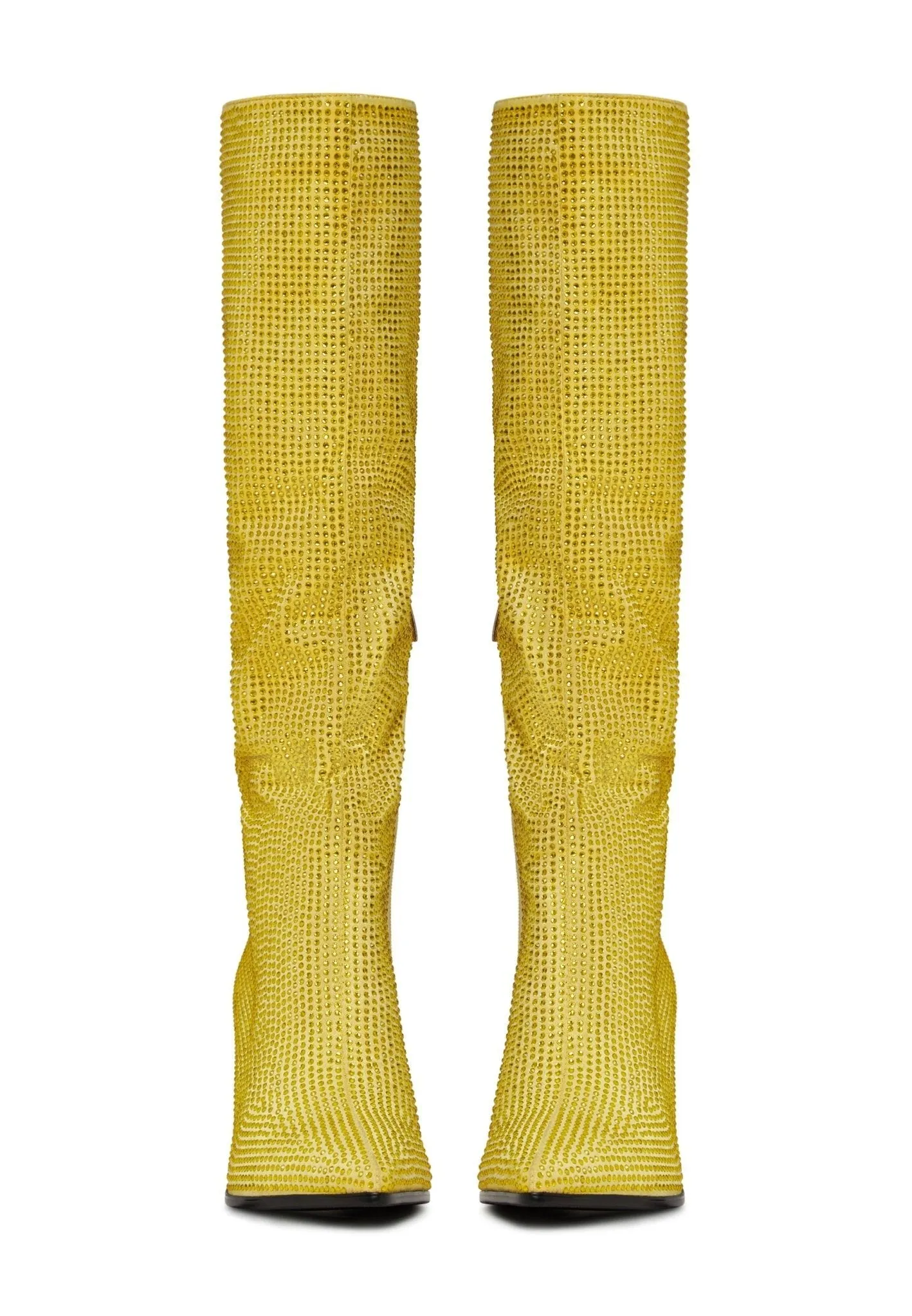 Jewel Stiletto Knee High Boots Mili - Yellow