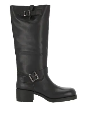 Knee-Length Black Leather Boots