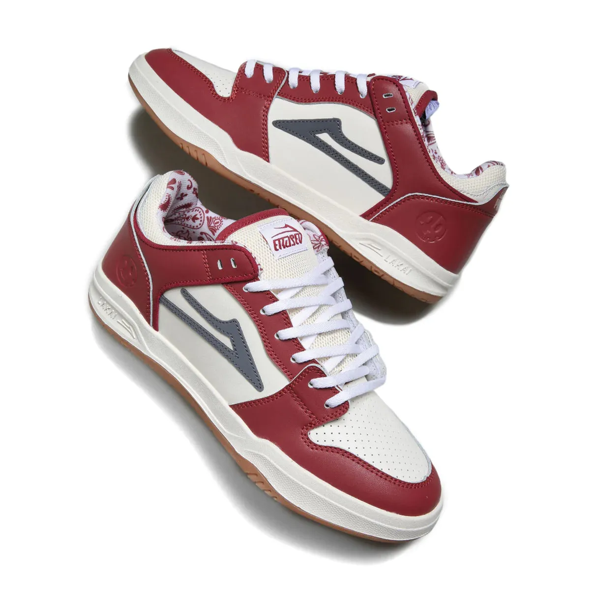 Lakai Shoes Telford Low - Dark Red/Cream Leather