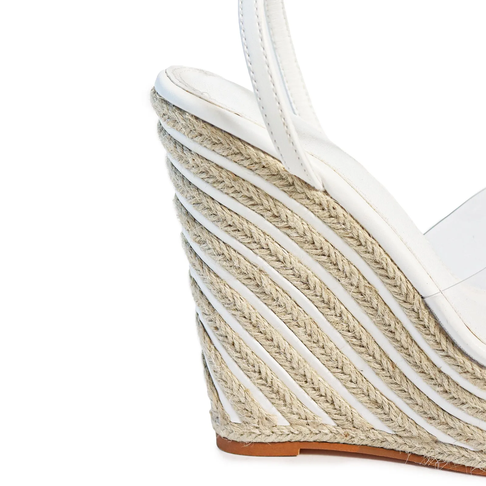 LEAH-1 OPEN TOE CLEAR STRAP W/ WEDGE SANDAL - WHITE