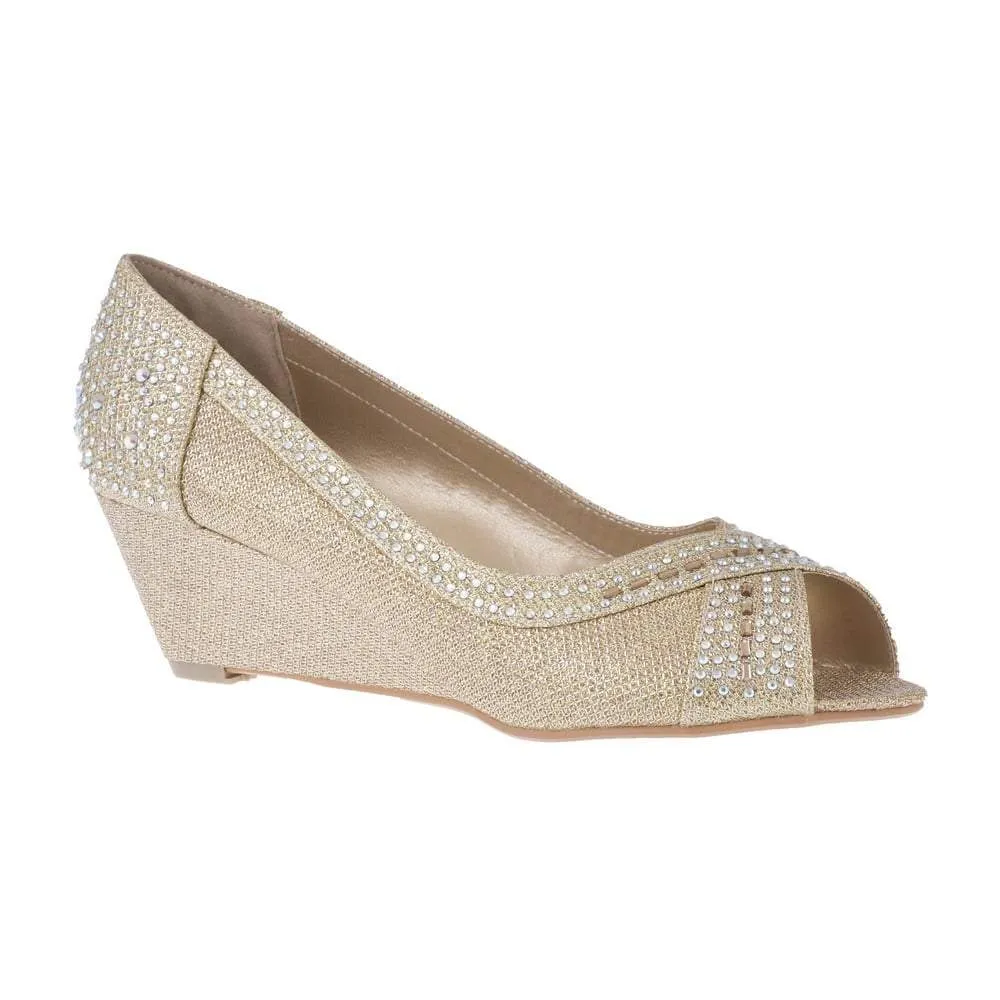 Low Wedge Open Toe Diamante Shoe