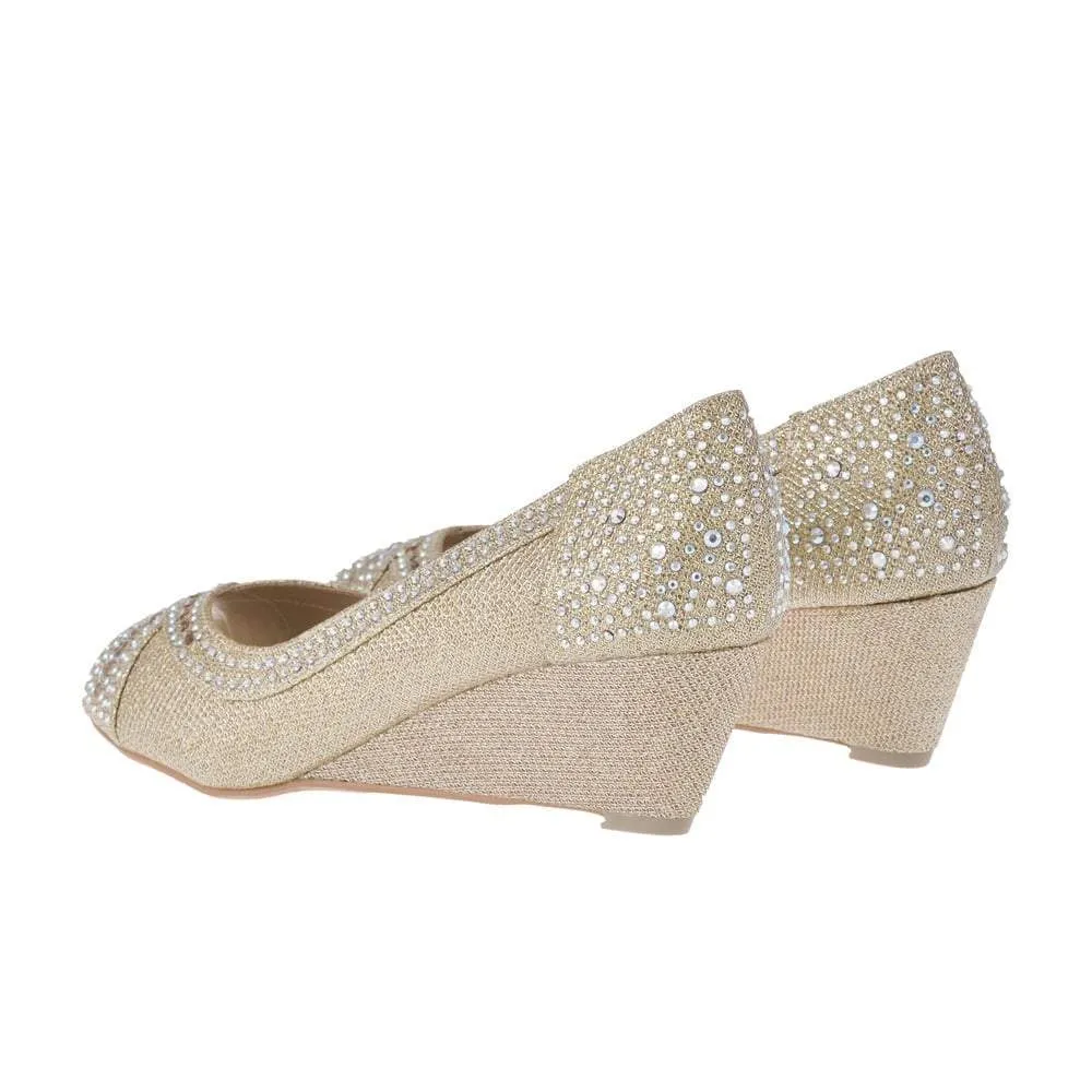 Low Wedge Open Toe Diamante Shoe