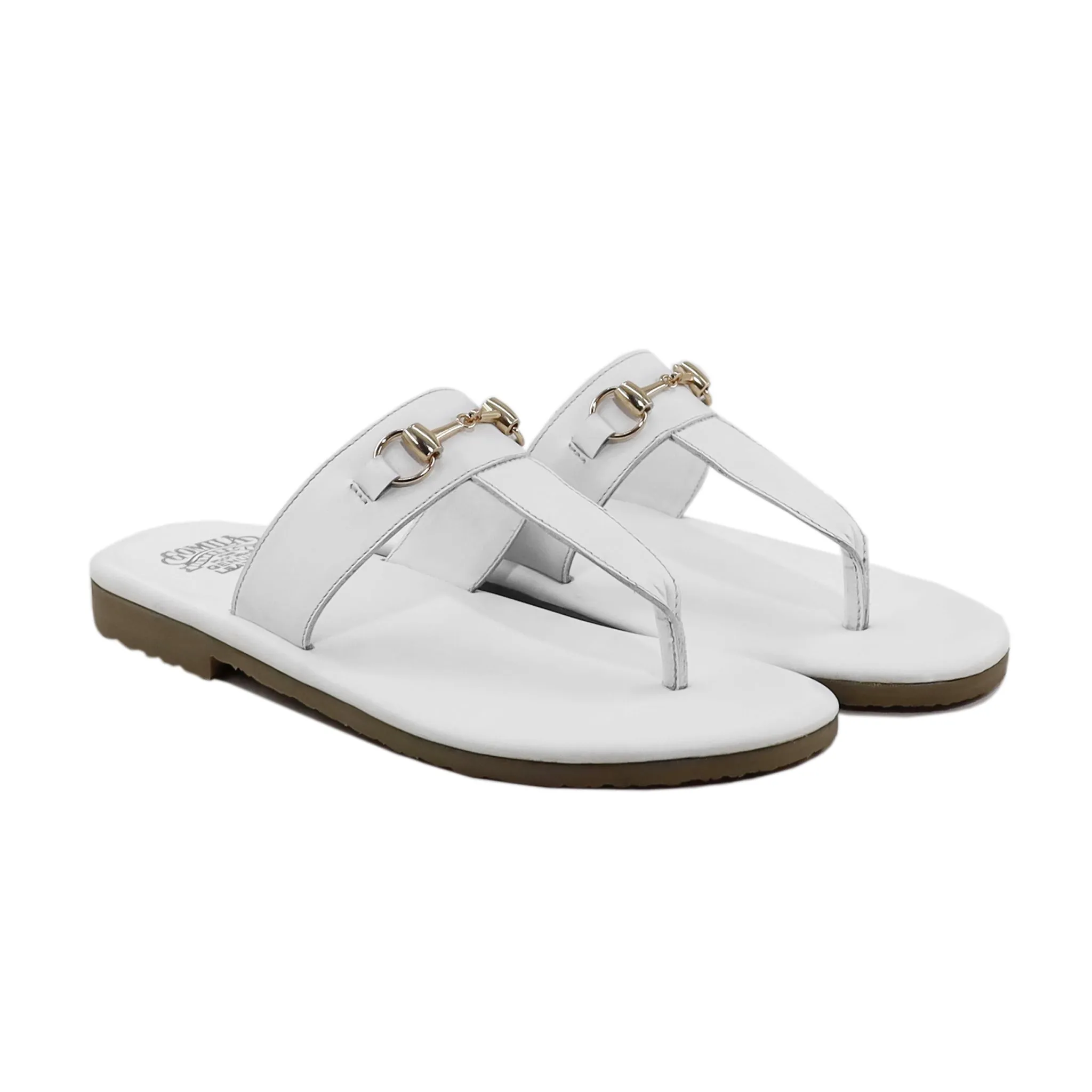 Luken - Ladies White Calf Leather Slipper