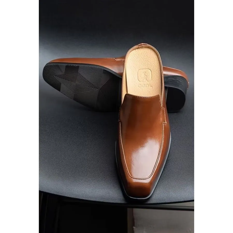 Luxury Elegant Leather Business Slippers