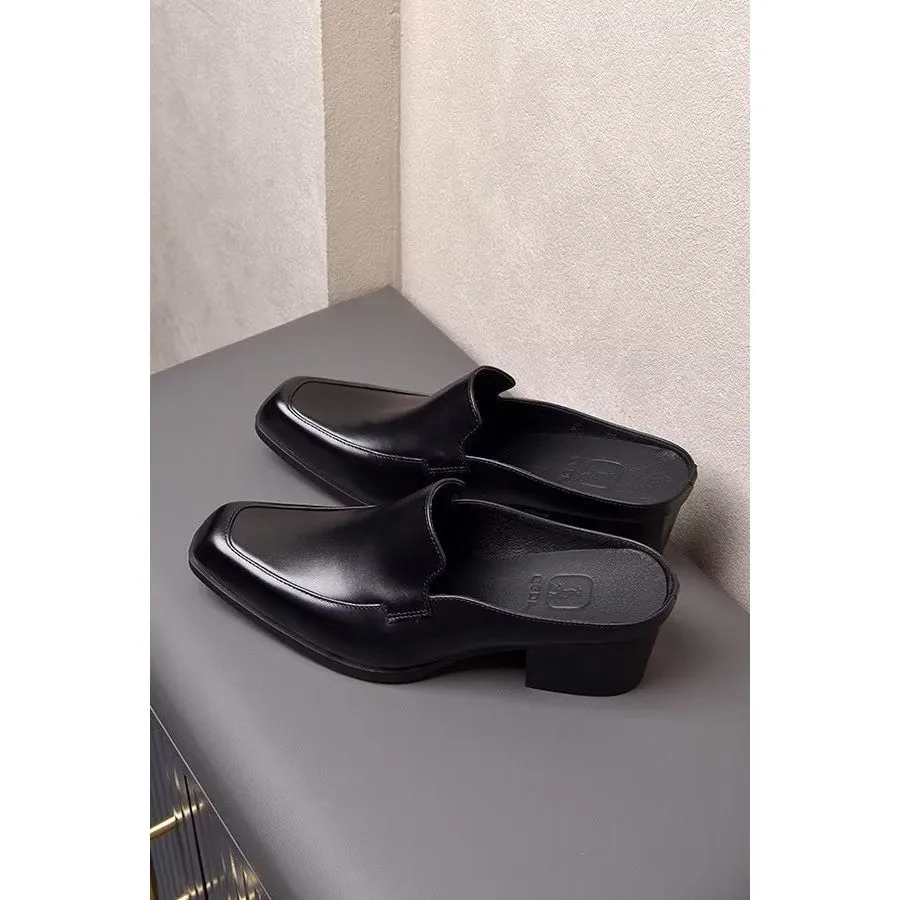 Luxury Elegant Leather Business Slippers